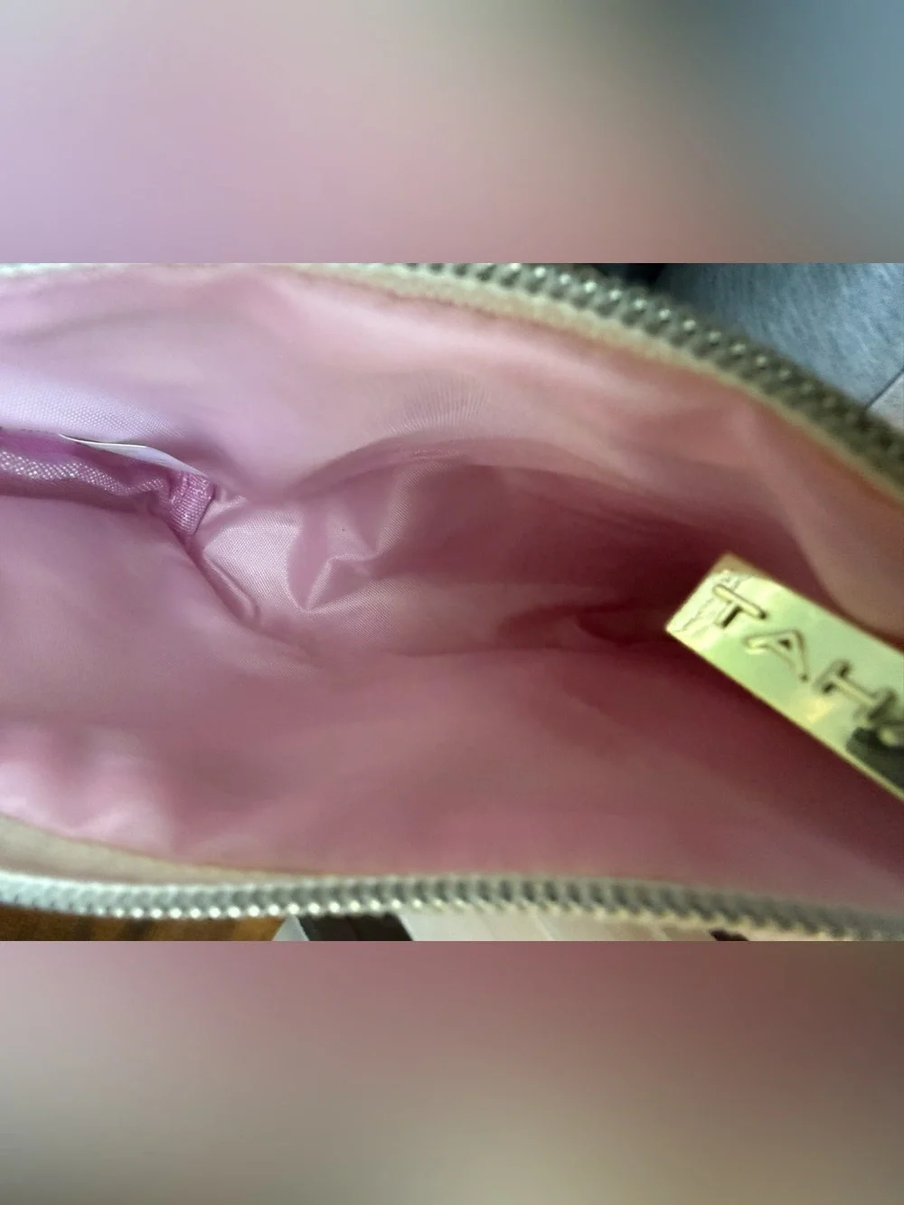 NWOT Tahari Floral Butterfly Print Women’s Zip Pouch - Cream Pink